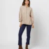 Volume Kimono Shirt In Camel Brushed Herringbone