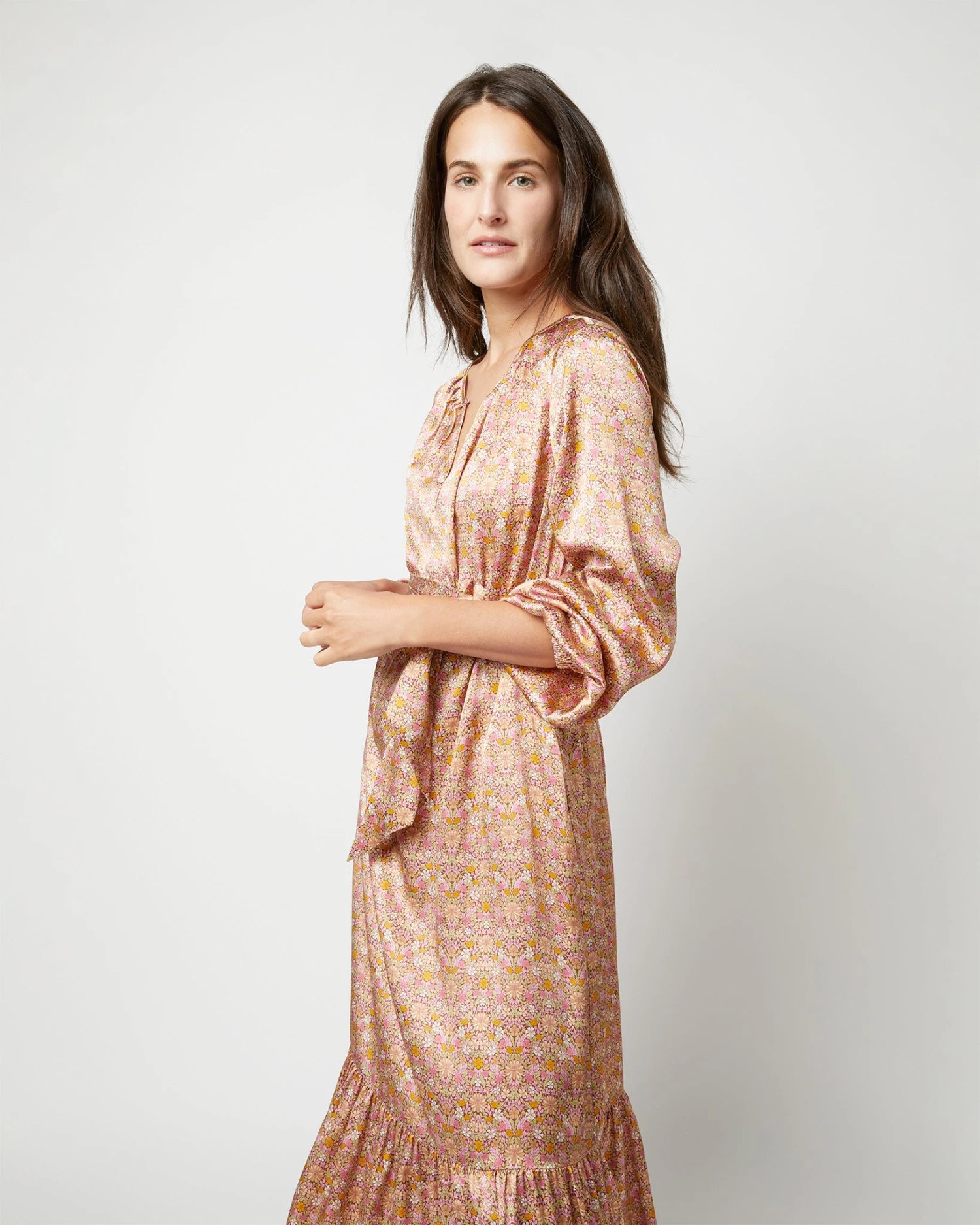Aba Maxi Dress In Rose Moon Flower Liberty Fabric Silk - Image 6