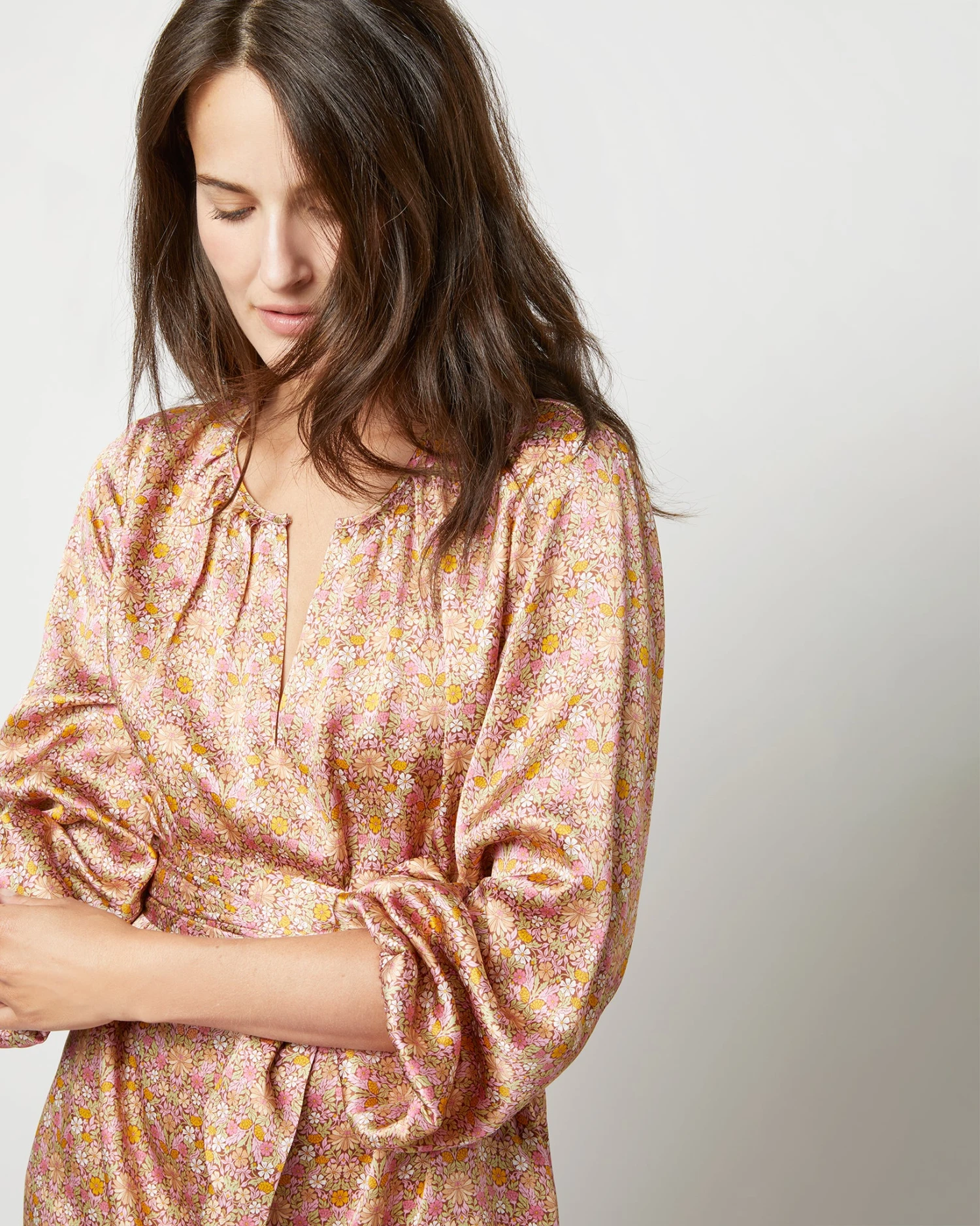 Aba Maxi Dress In Rose Moon Flower Liberty Fabric Silk - Image 2