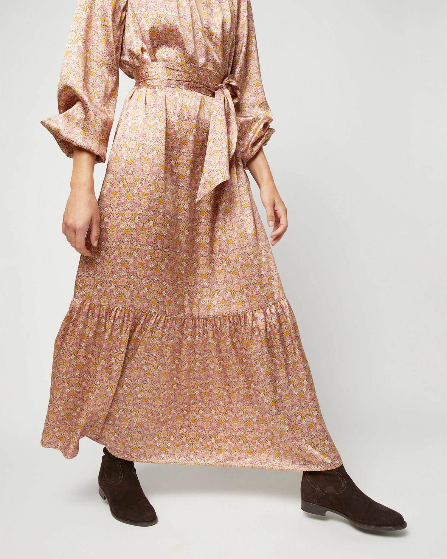 Aba Maxi Dress In Rose Moon Flower Liberty Fabric Silk - Image 10