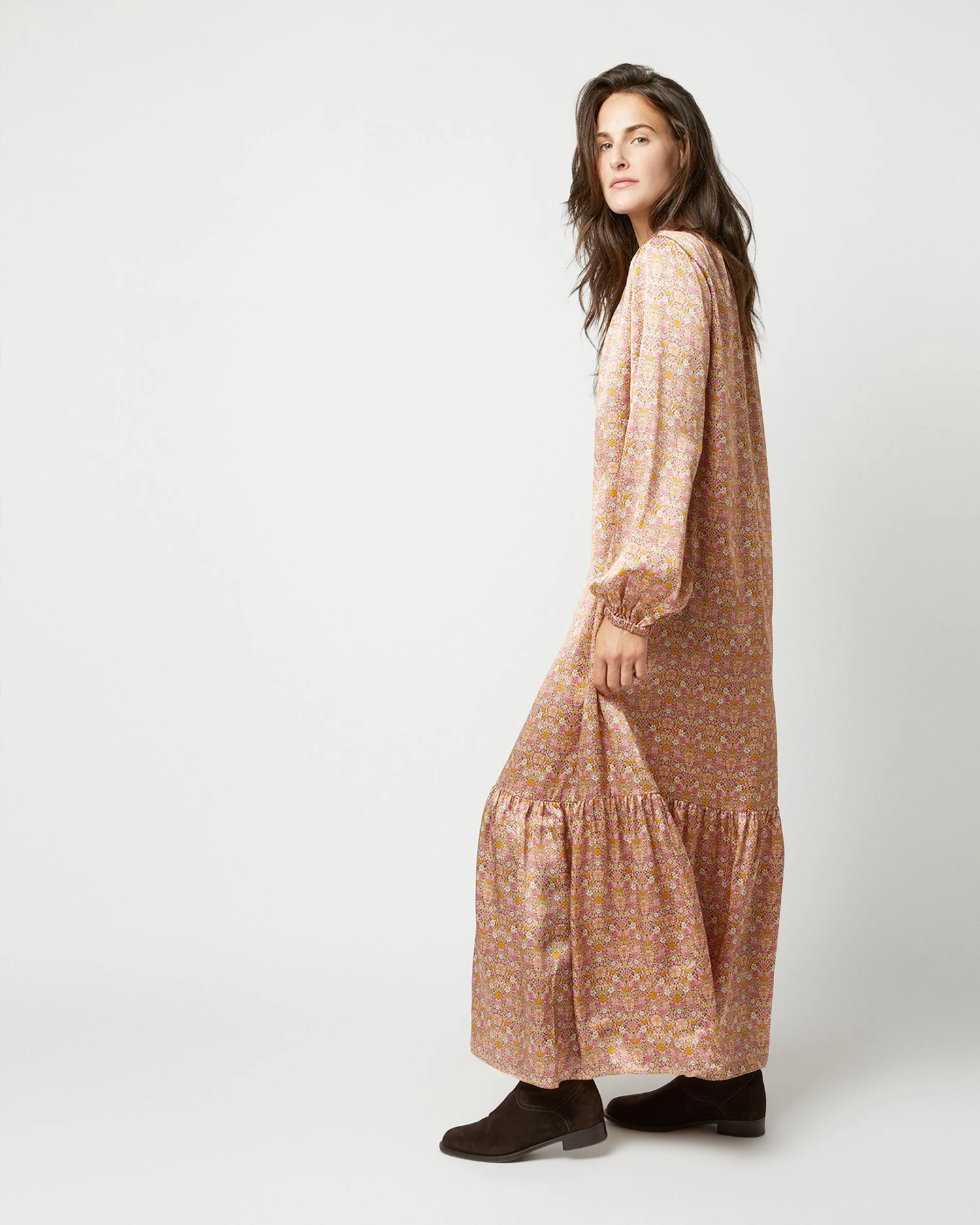 Aba Maxi Dress In Rose Moon Flower Liberty Fabric Silk - Image 11