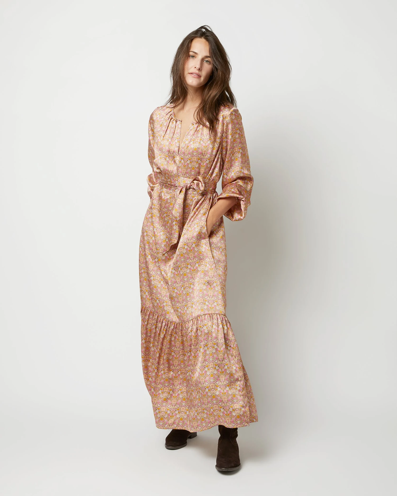 Aba Maxi Dress In Rose Moon Flower Liberty Fabric Silk - Image 7