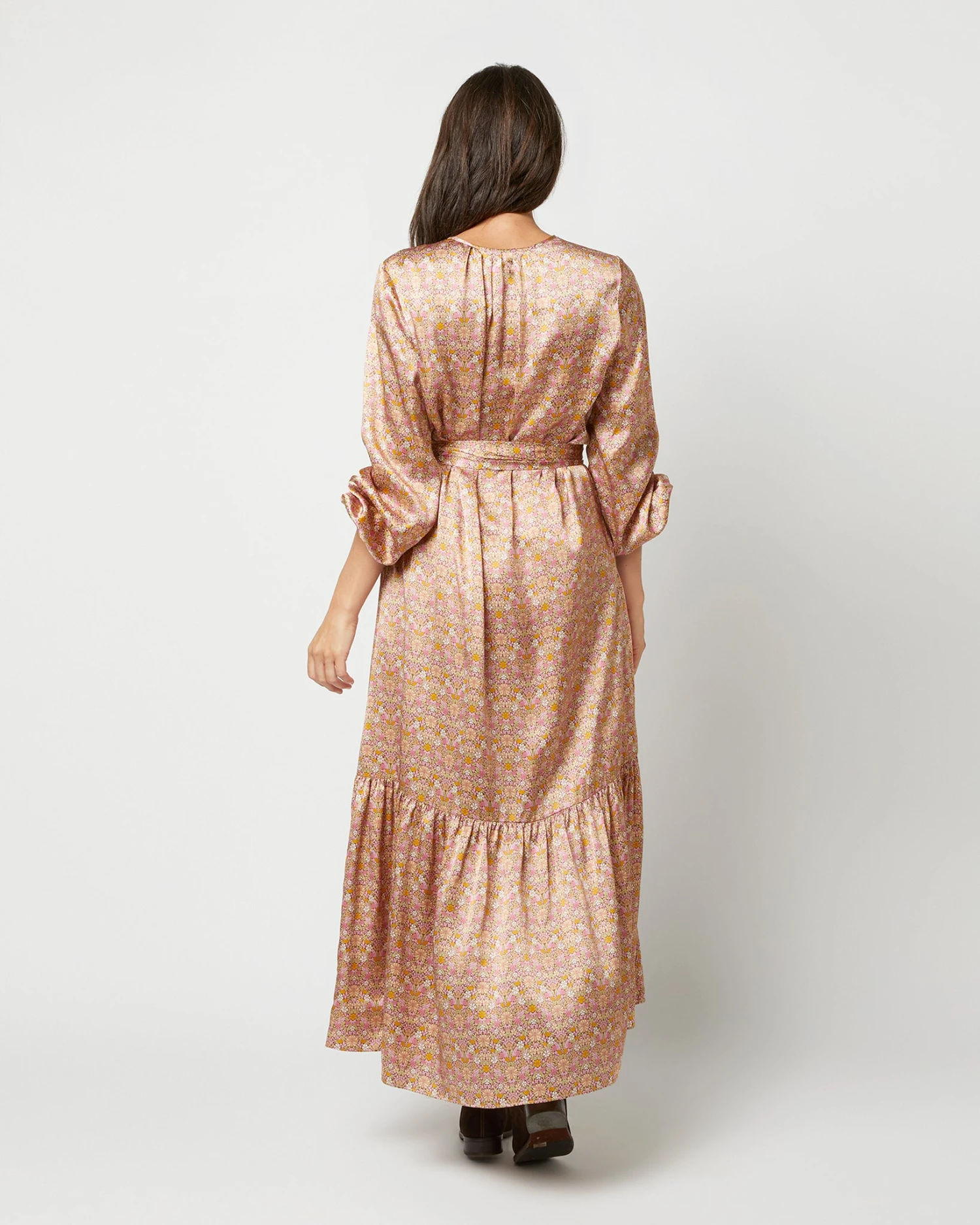 Aba Maxi Dress In Rose Moon Flower Liberty Fabric Silk - Image 8