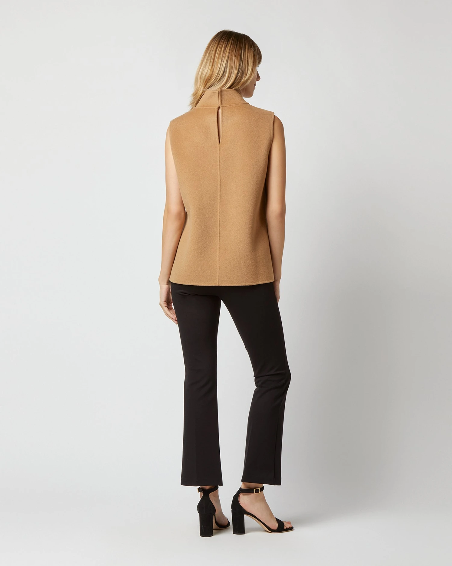 Sleeveless Ana Top In Camel Double-Faced Melton - Image 4