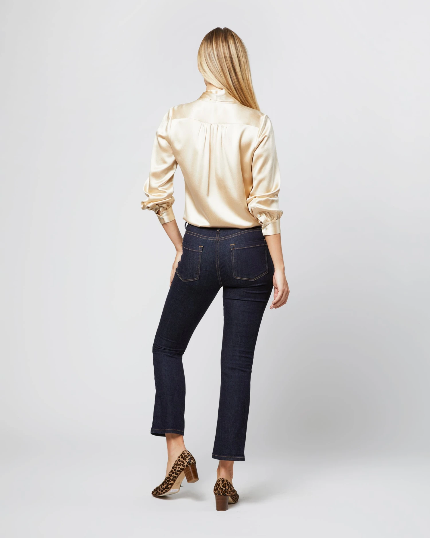 Tie-Neck Blouse In Platino Silk Charmeuse - Image 5