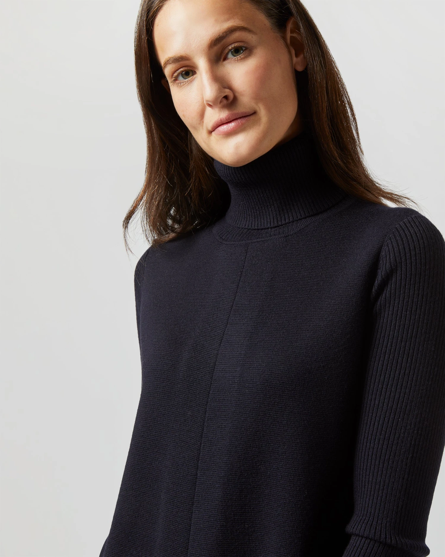 Fosette Dress In Navy Merino Wool - Image 6