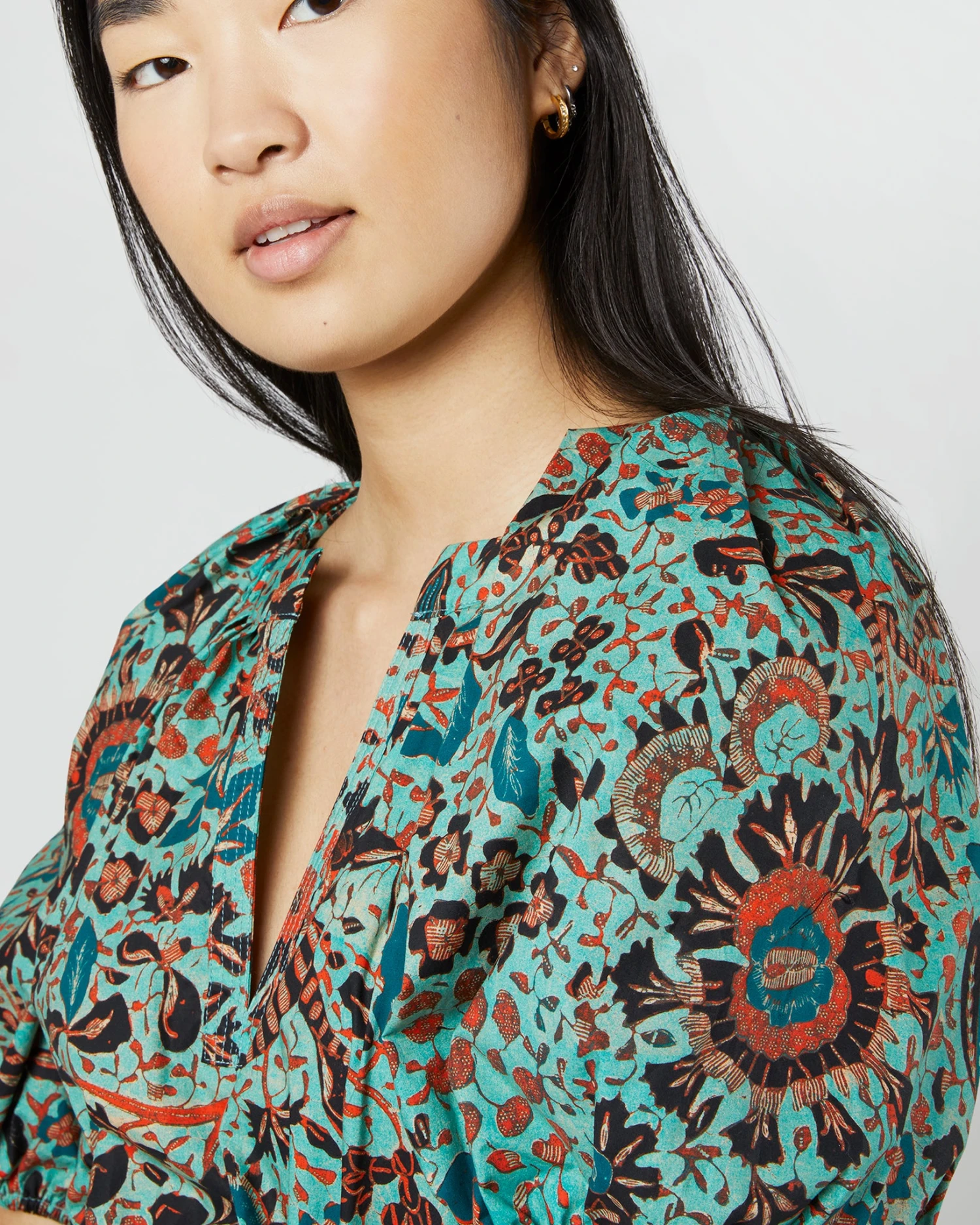 ULLA JOHNSON Olina Dress In Jade Trailing Lotus - Image 2