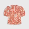 ULLA JOHNSON Imari Top In Orange Blossom Trailing Lotus