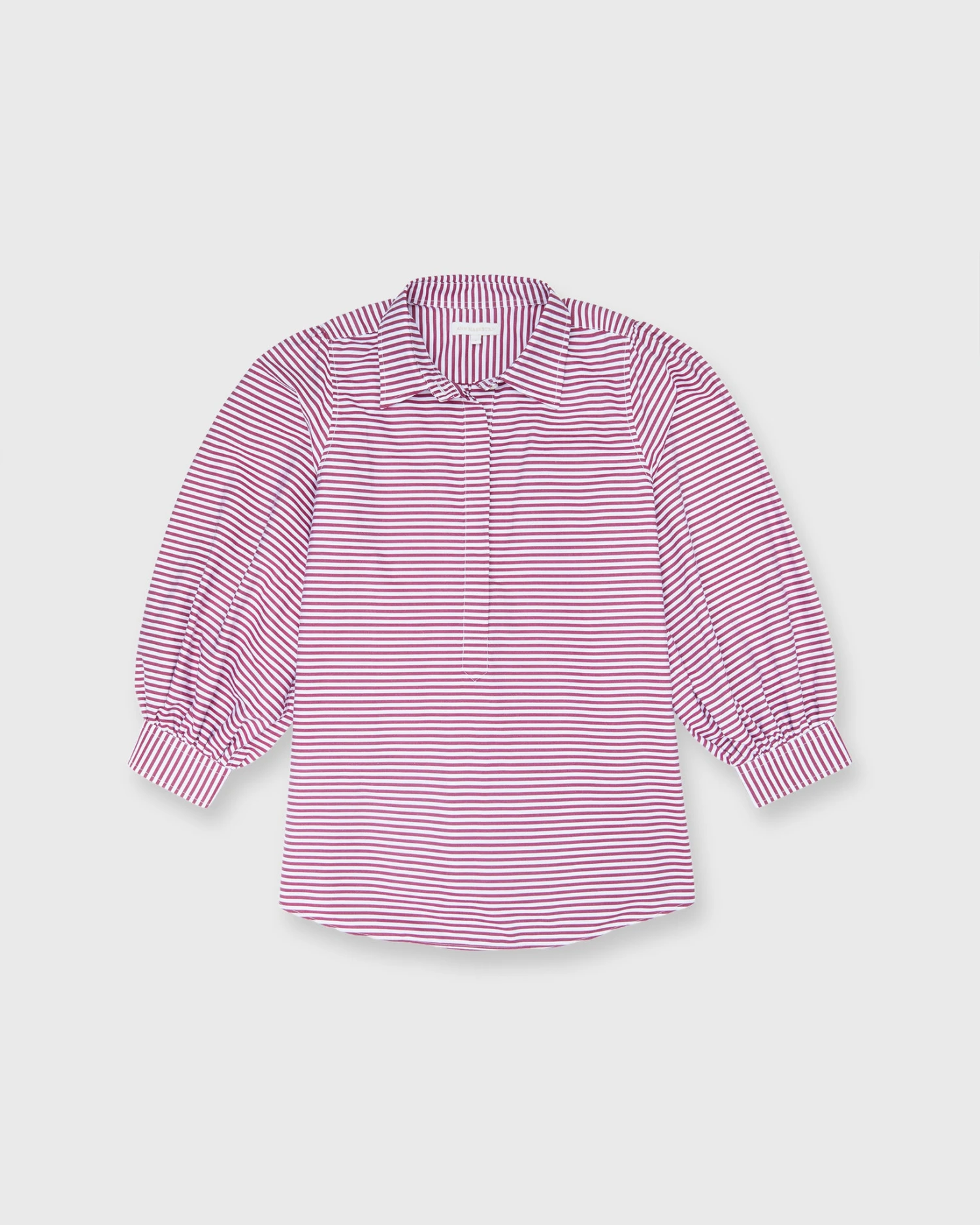 Geraldine Popover Shirt In Red Horizontal Bengal Stripe Poplin