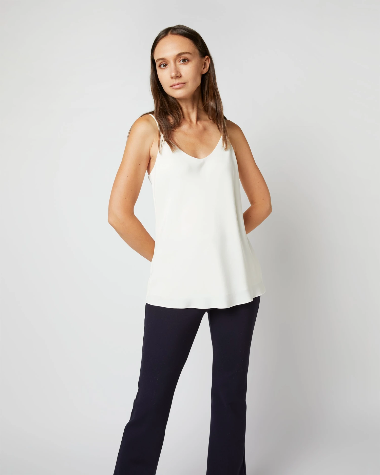 Camisole In Ivory Silk Crepe De Chine - Image 2
