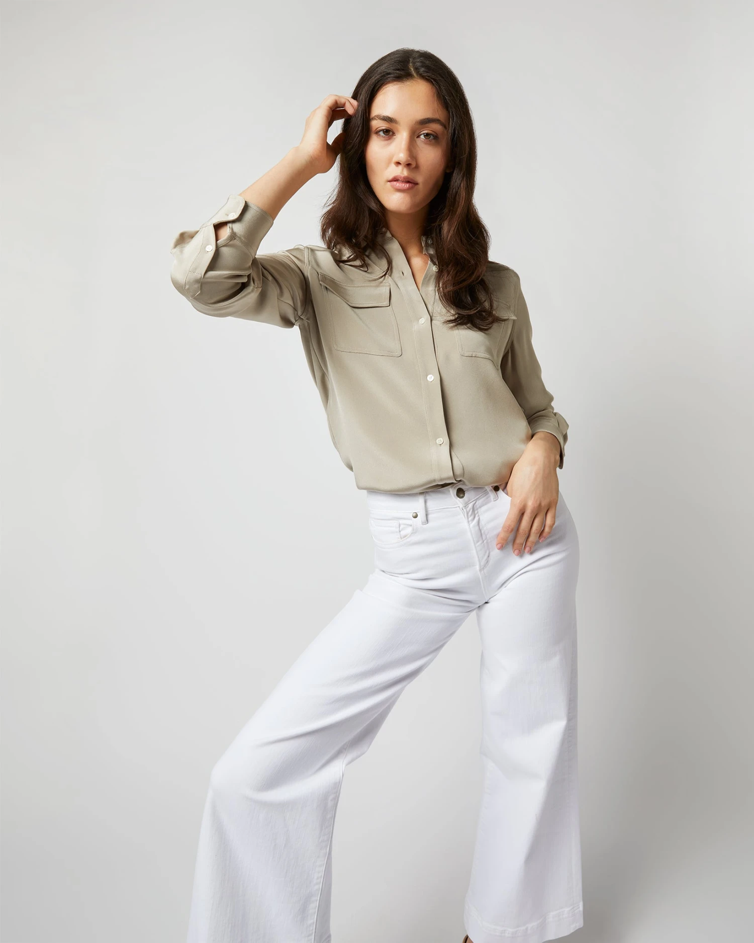 Hannah Blouse In Birch Silk Crepe De Chine - Image 9