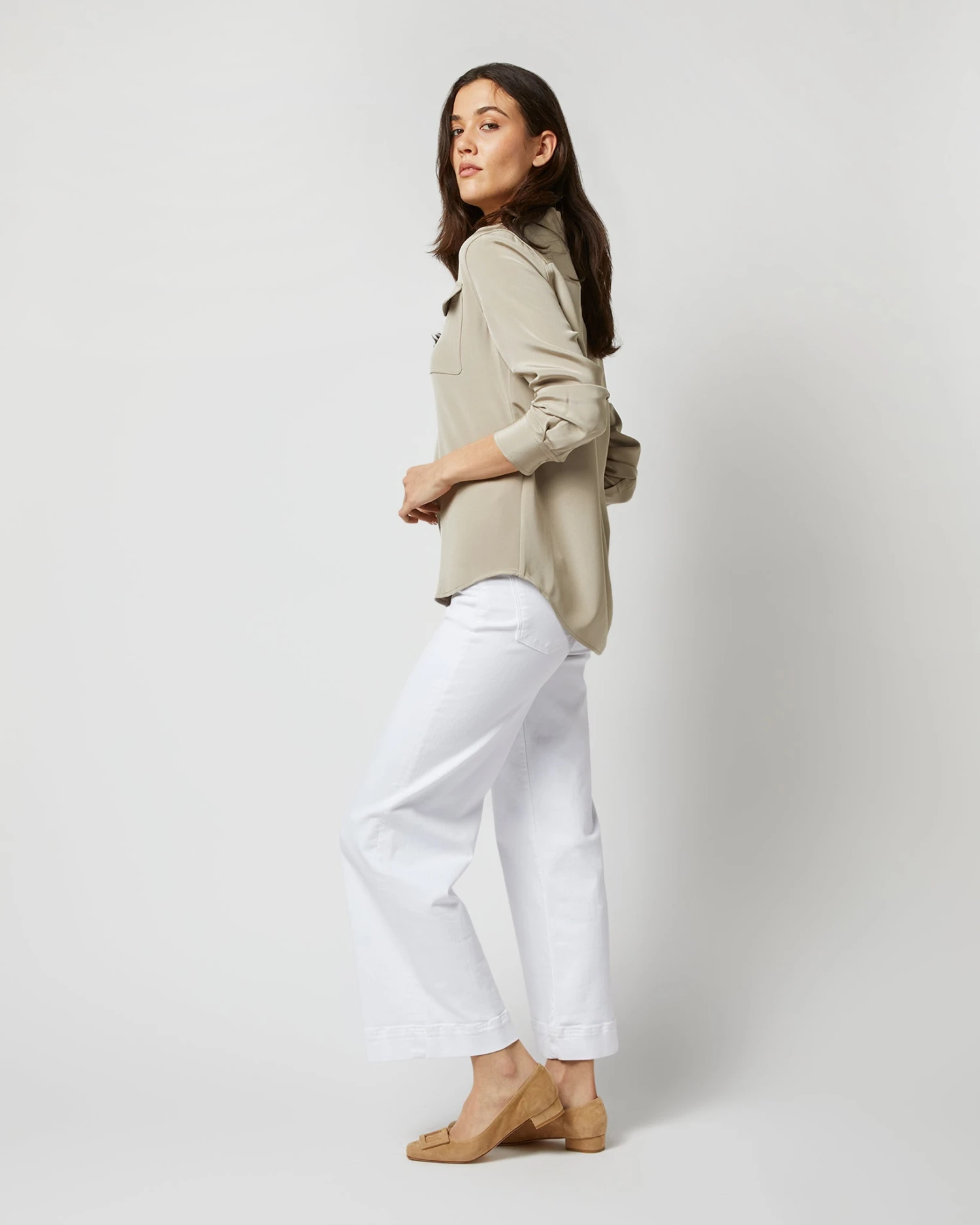 Hannah Blouse In Birch Silk Crepe De Chine - Image 3