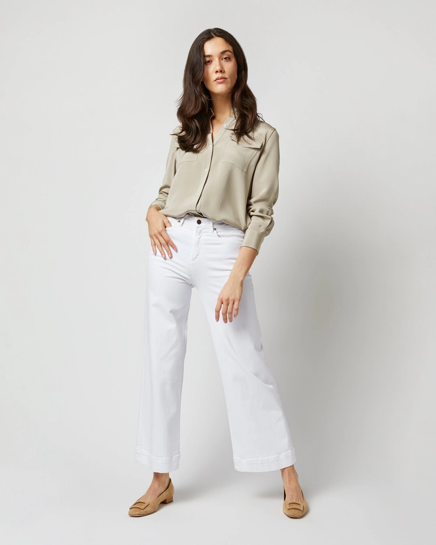 Hannah Blouse In Birch Silk Crepe De Chine - Image 5