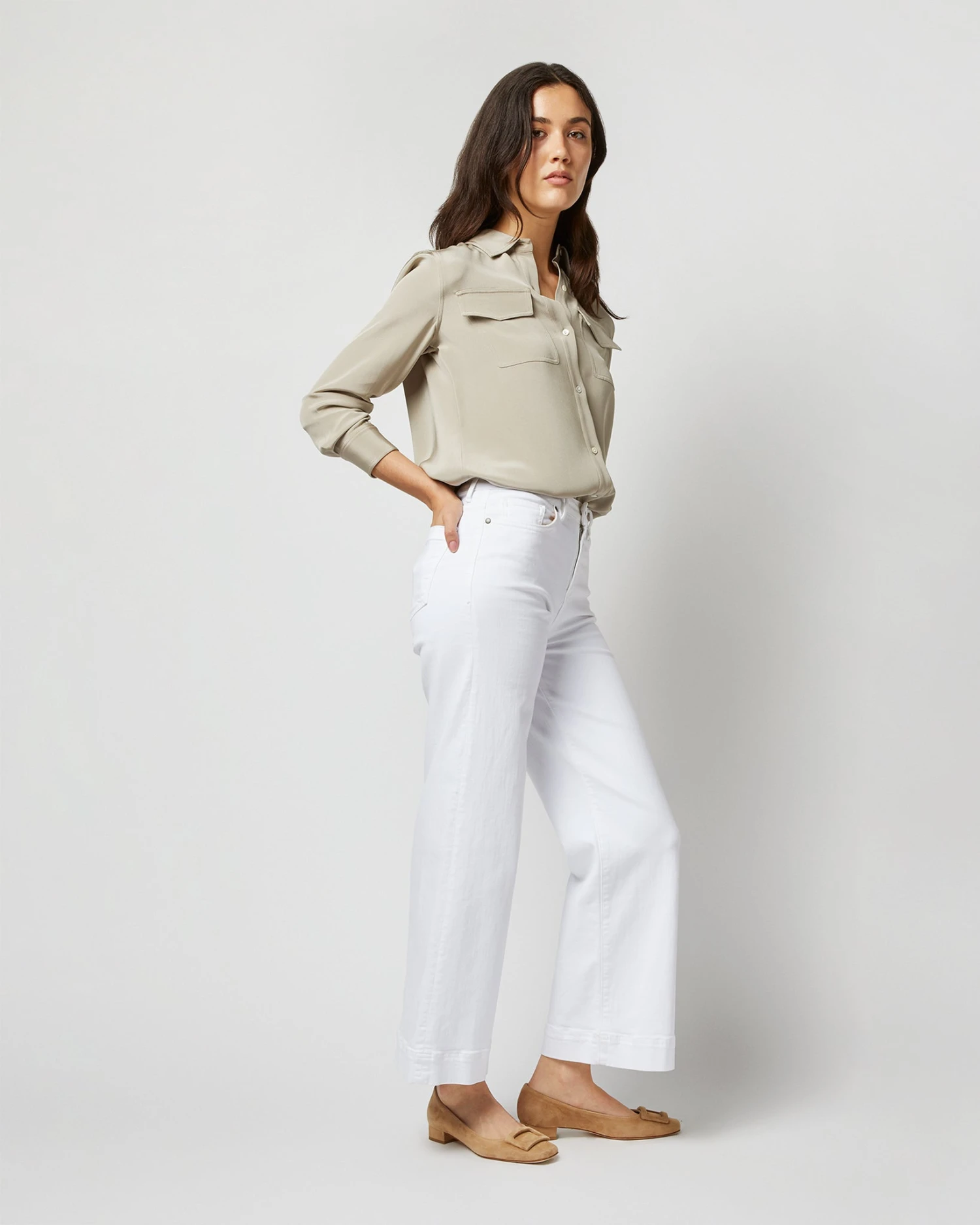 Hannah Blouse In Birch Silk Crepe De Chine - Image 6