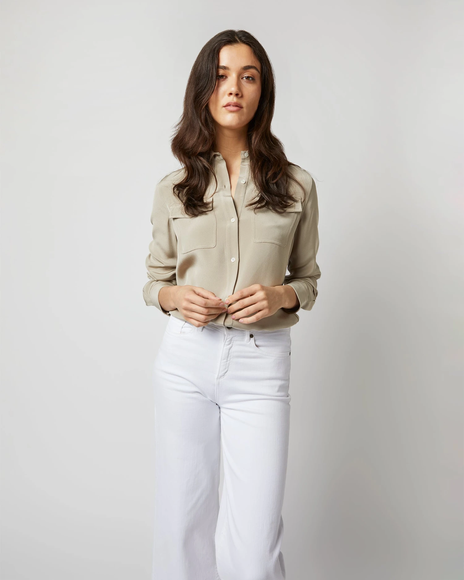 Hannah Blouse In Birch Silk Crepe De Chine - Image 8