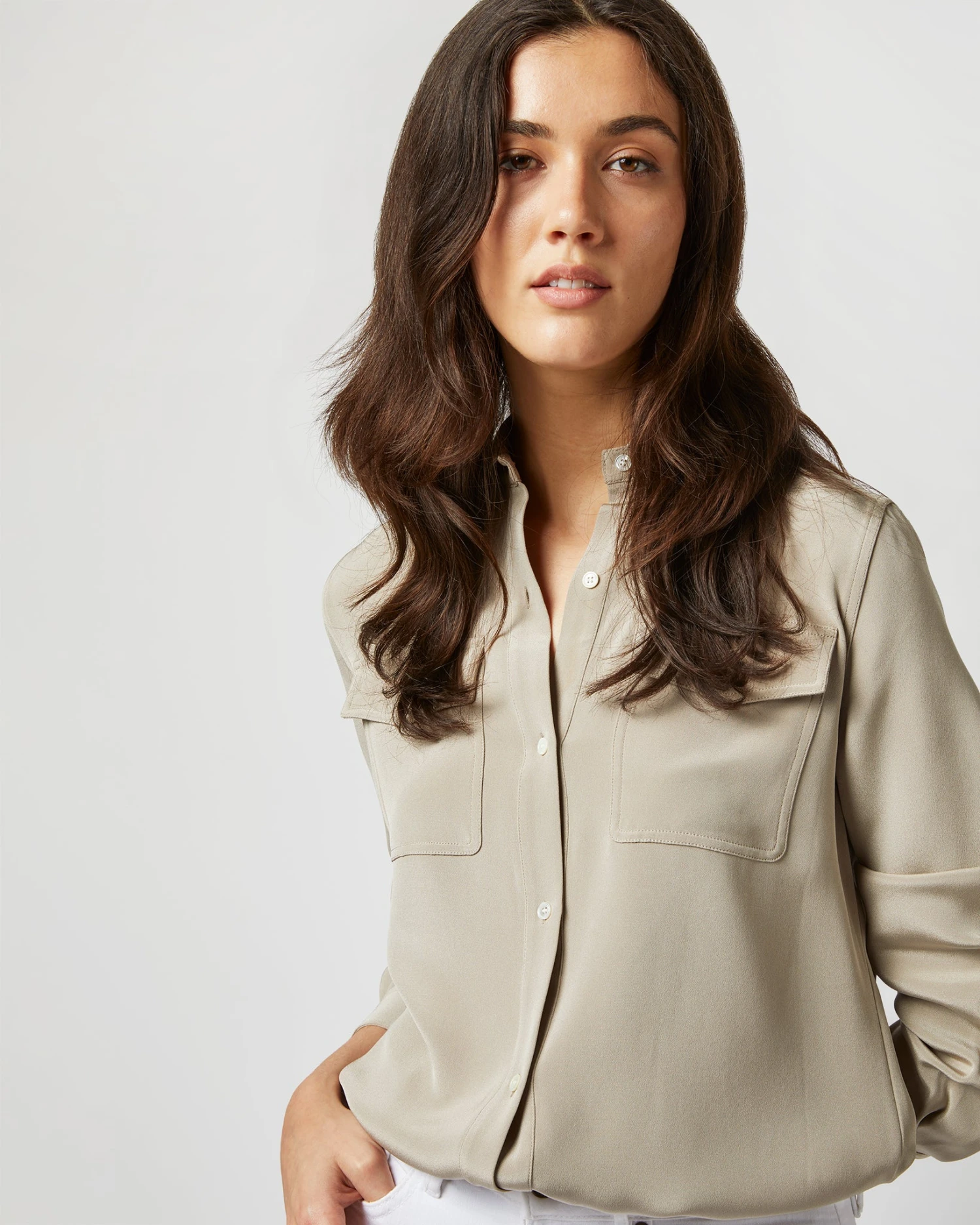 Hannah Blouse In Birch Silk Crepe De Chine - Image 2
