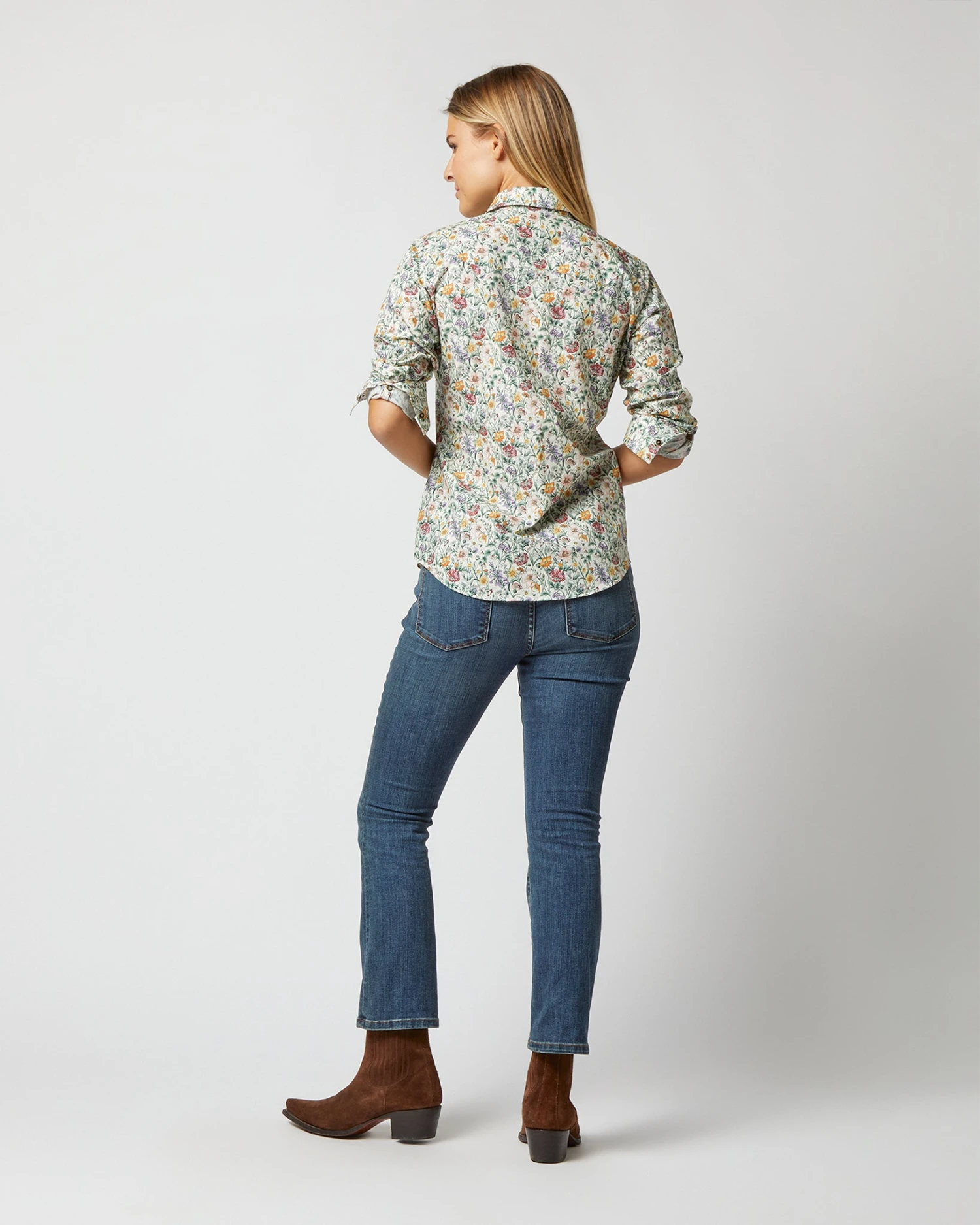 Western Shirt In Ivory Multi Rachel Liberty Fabric - Image 4