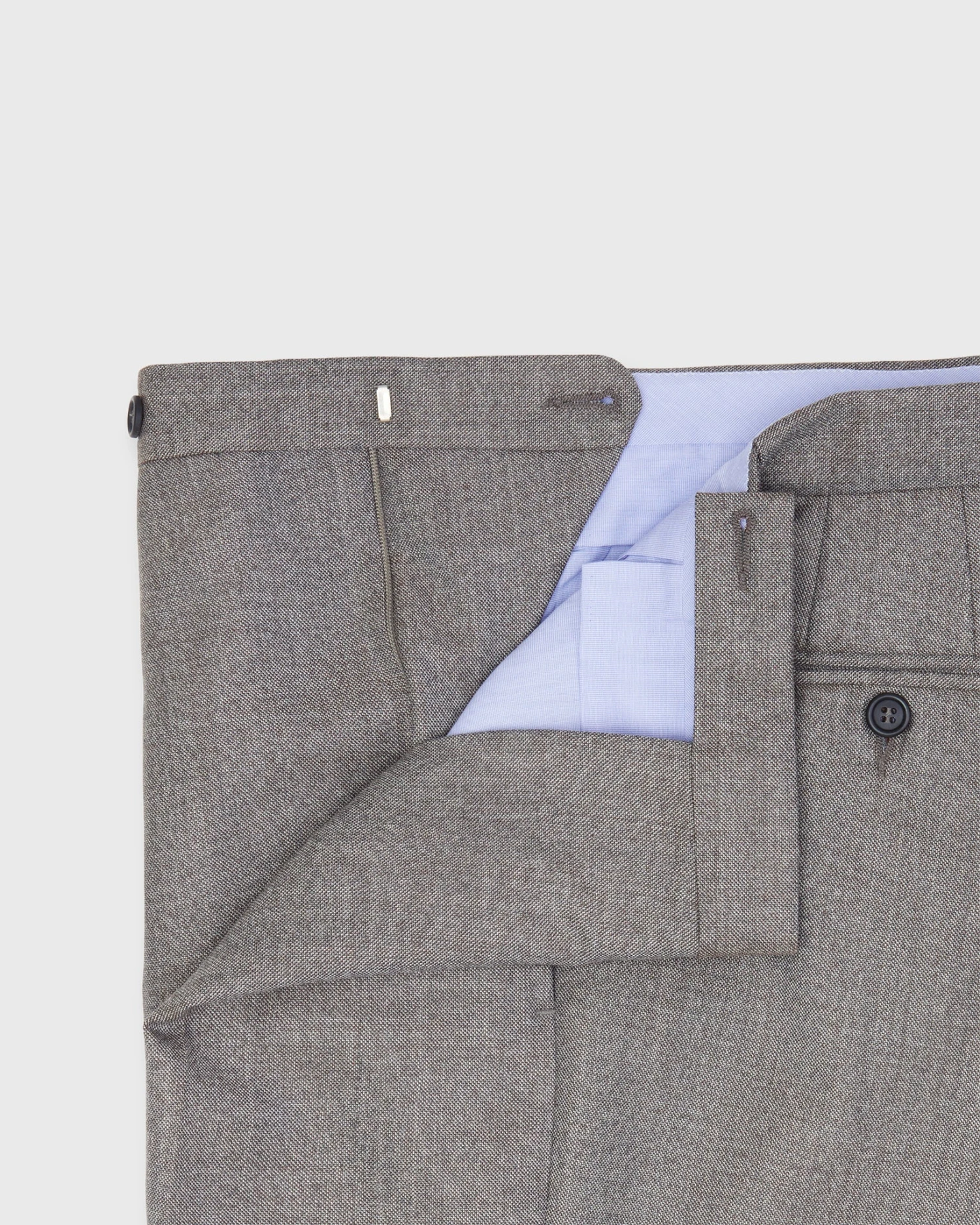 Pleated Dress Trouser In Brown Mix Sharkskin - Image 3