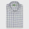 Spread Collar Sport Shirt In Grey/Navy/Ochre Plaid Brushed Twill