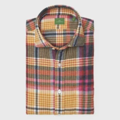 Otto Handmade Sport Shirt In Berry/Scotch/Coal Plaid Flannel