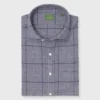 Otto Handmade Sport Shirt In Bone/Navy Brushed Glen Plaid Melton