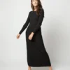 Adeline Crewneck Dress In Black Techno Yarn
