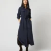 Hannah Dress In Navy Silk Crepe De Chine