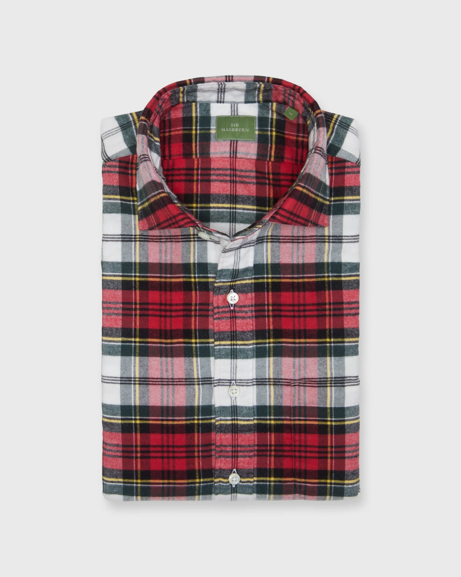Spread Collar Sport Shirt In Dress Stewart Tartan Flannel