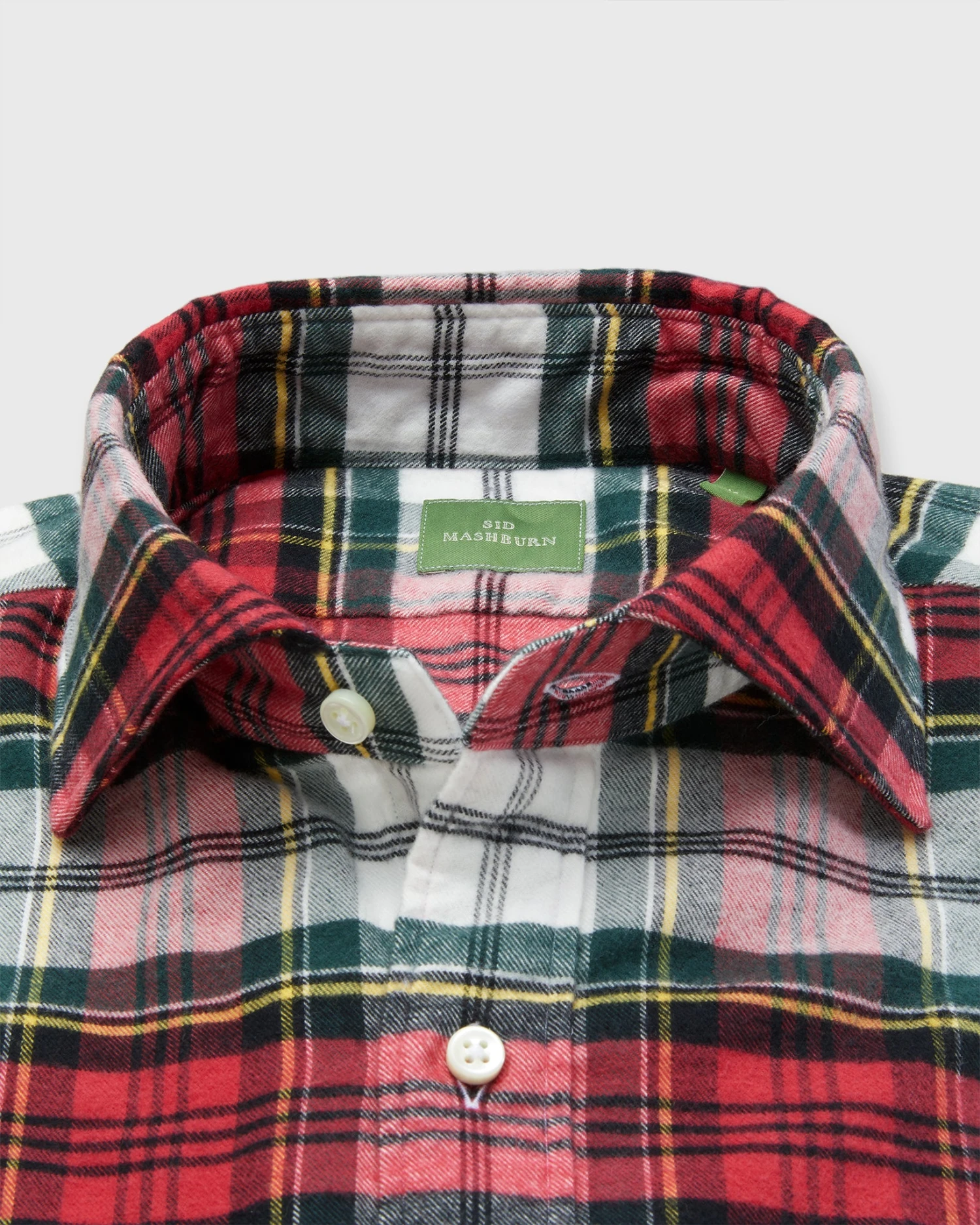 Spread Collar Sport Shirt In Dress Stewart Tartan Flannel - Image 2