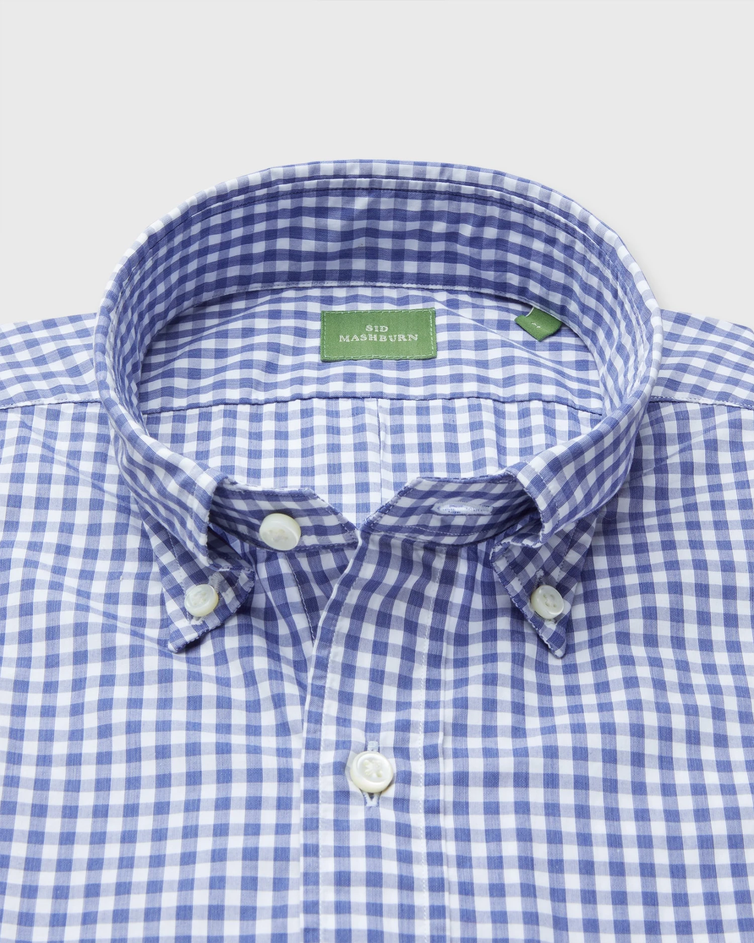 Button-Down Sport Shirt In Blue Gingham Poplin - Image 2