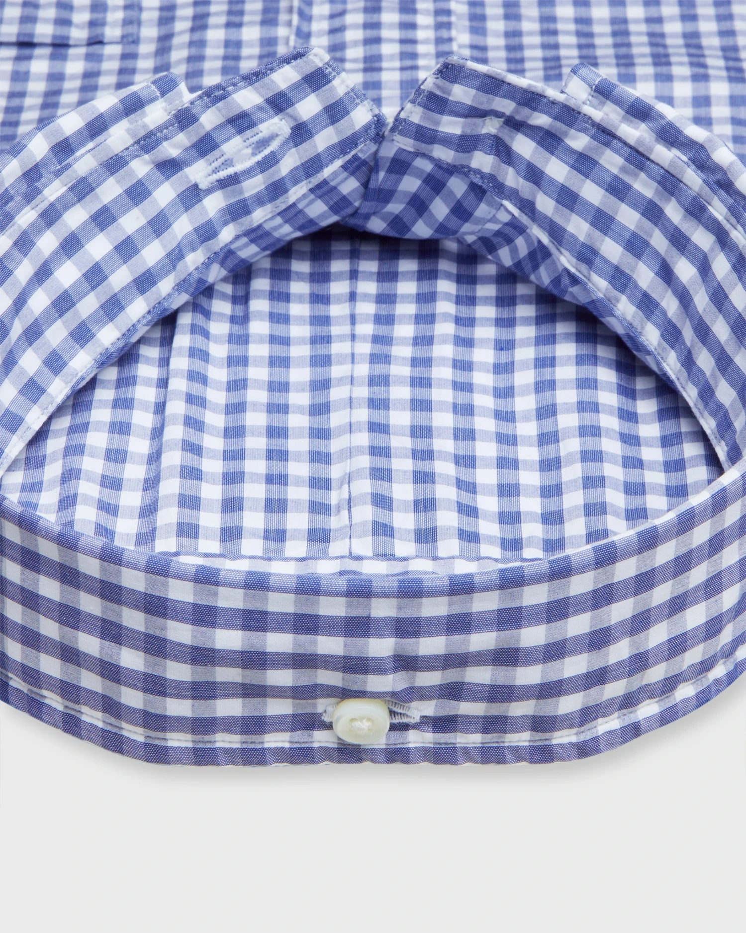 Button-Down Sport Shirt In Blue Gingham Poplin - Image 3
