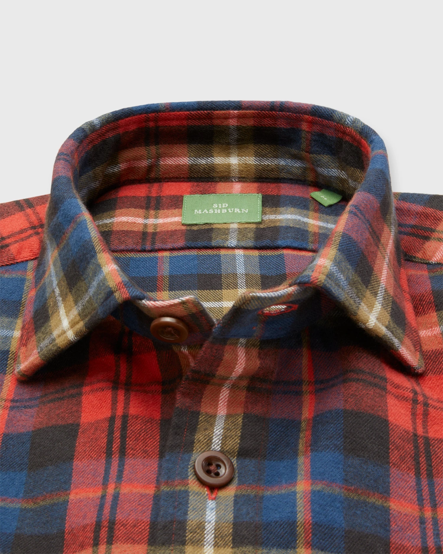 Band-Hem Work Shirt In Red/Khaki/Blue Plaid Brushed Twill - Image 3