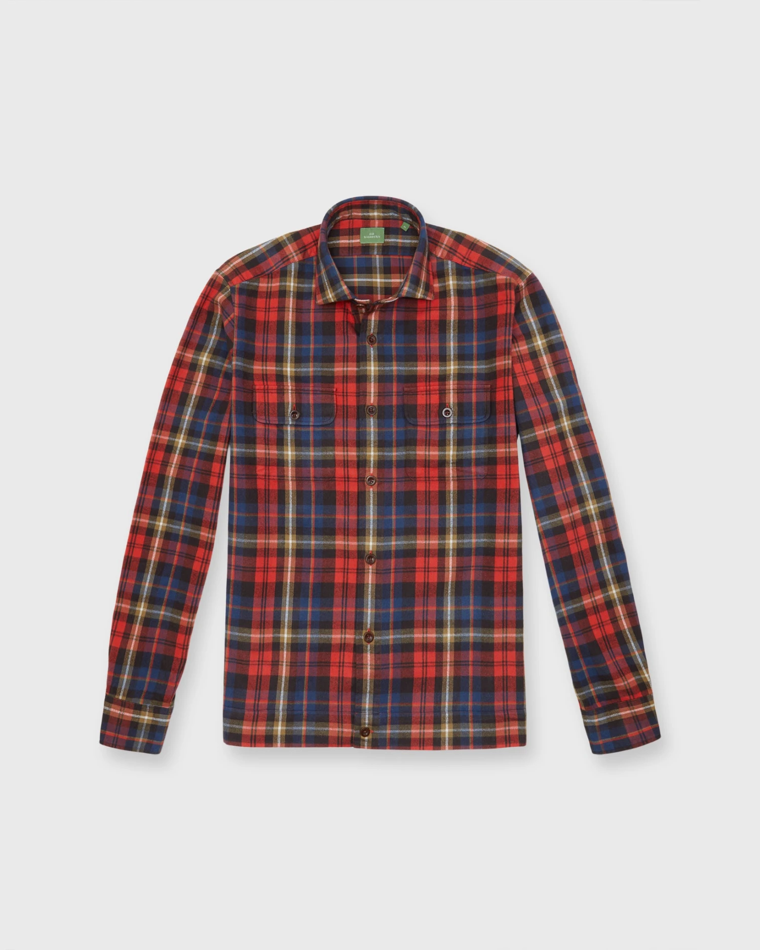 Band-Hem Work Shirt In Red/Khaki/Blue Plaid Brushed Twill - Image 2