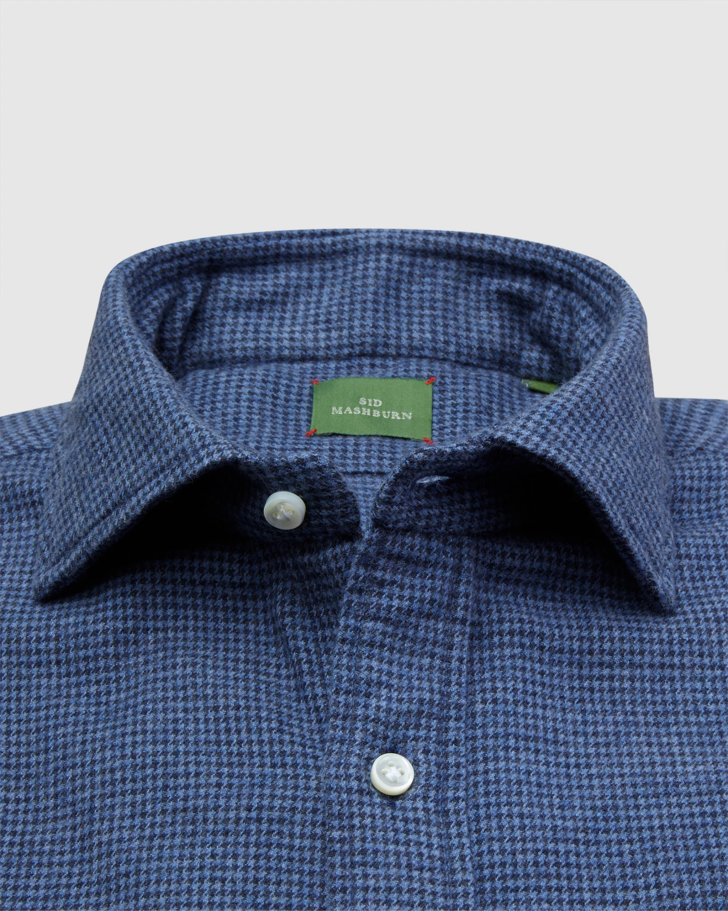 Otto Handmade Sport Shirt In Slate/Navy Brushed Houndstooth Flannel - Image 2