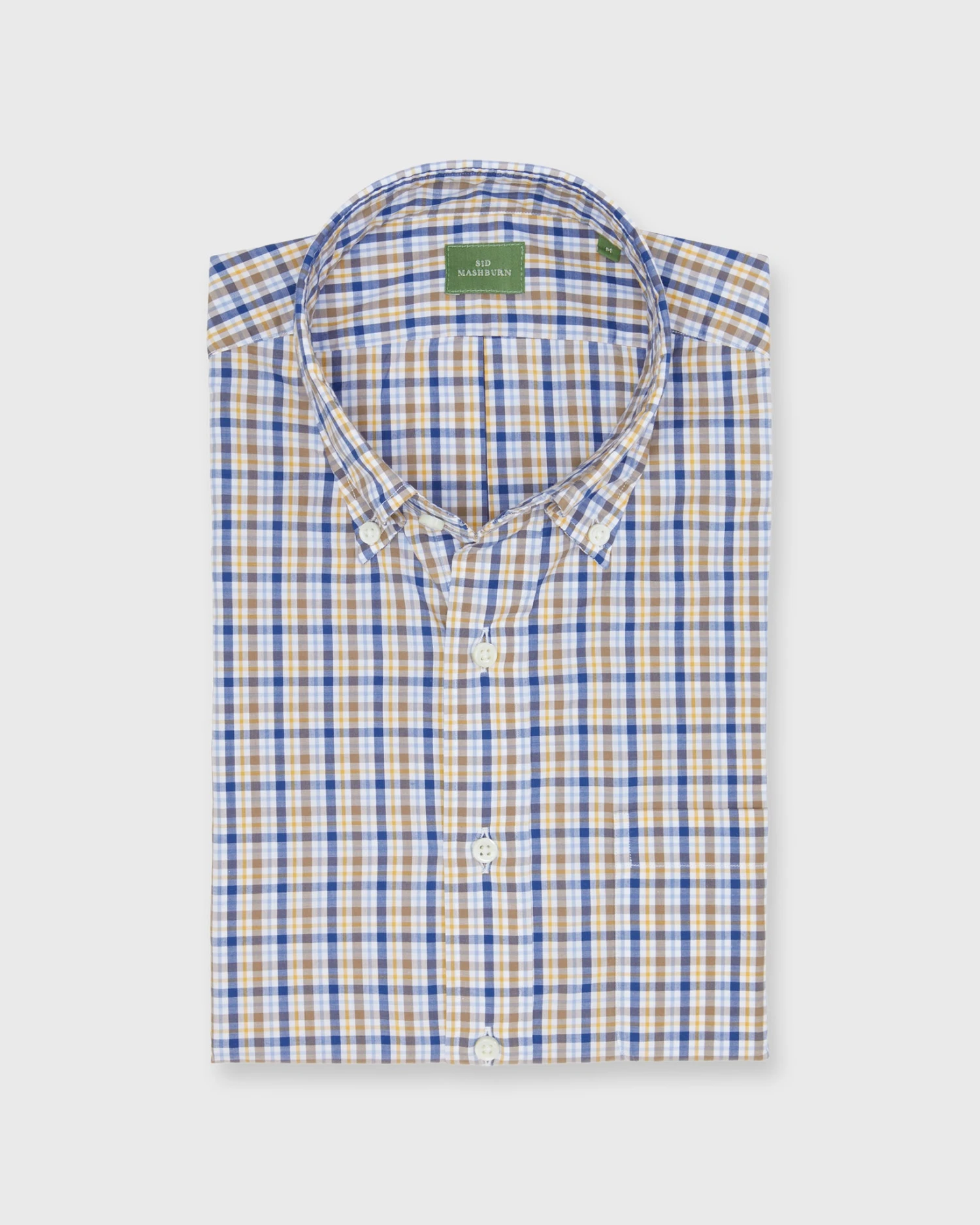 Button-Down Sport Shirt In Blue/Scotch Check Poplin