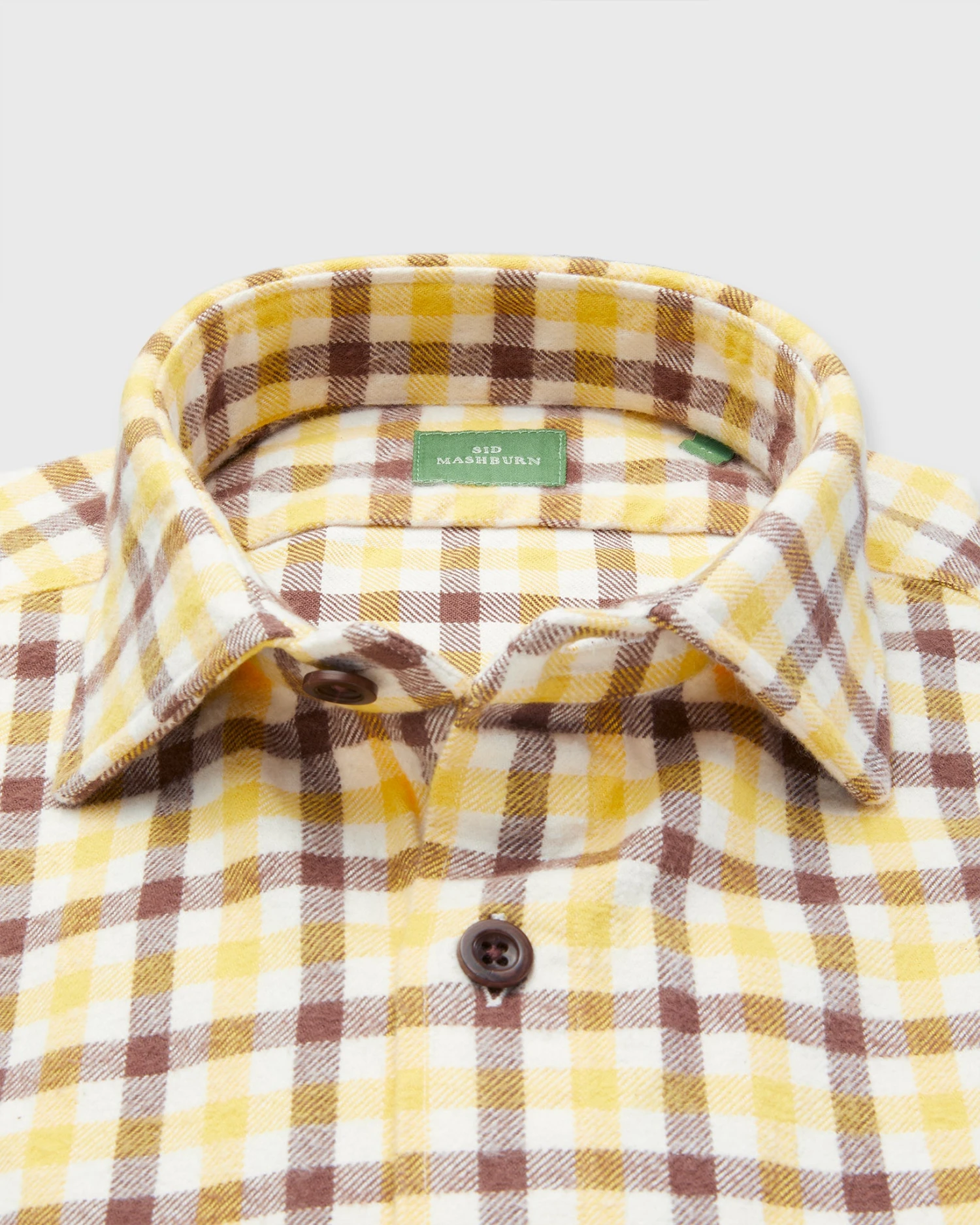 Band-Hem Work Shirt In Bone/Yellow/Brown Tattersall Brushed Twill - Image 3