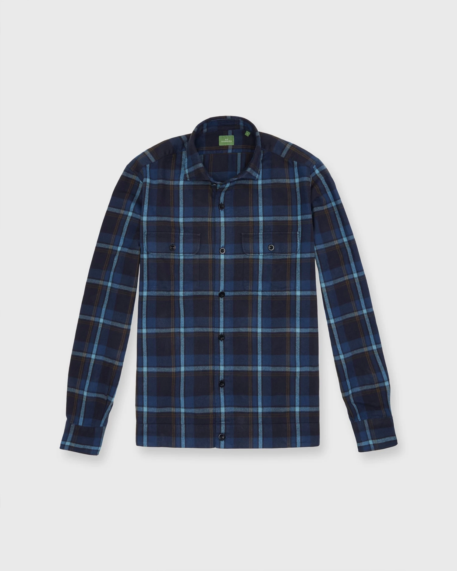 Band-Hem Work Shirt In Blue/Glacier/Olive Plaid Brushed Twill - Image 3