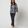 Ariana Blouse In Navy/Metallic Floral Academy Liberty Fabric Lamé