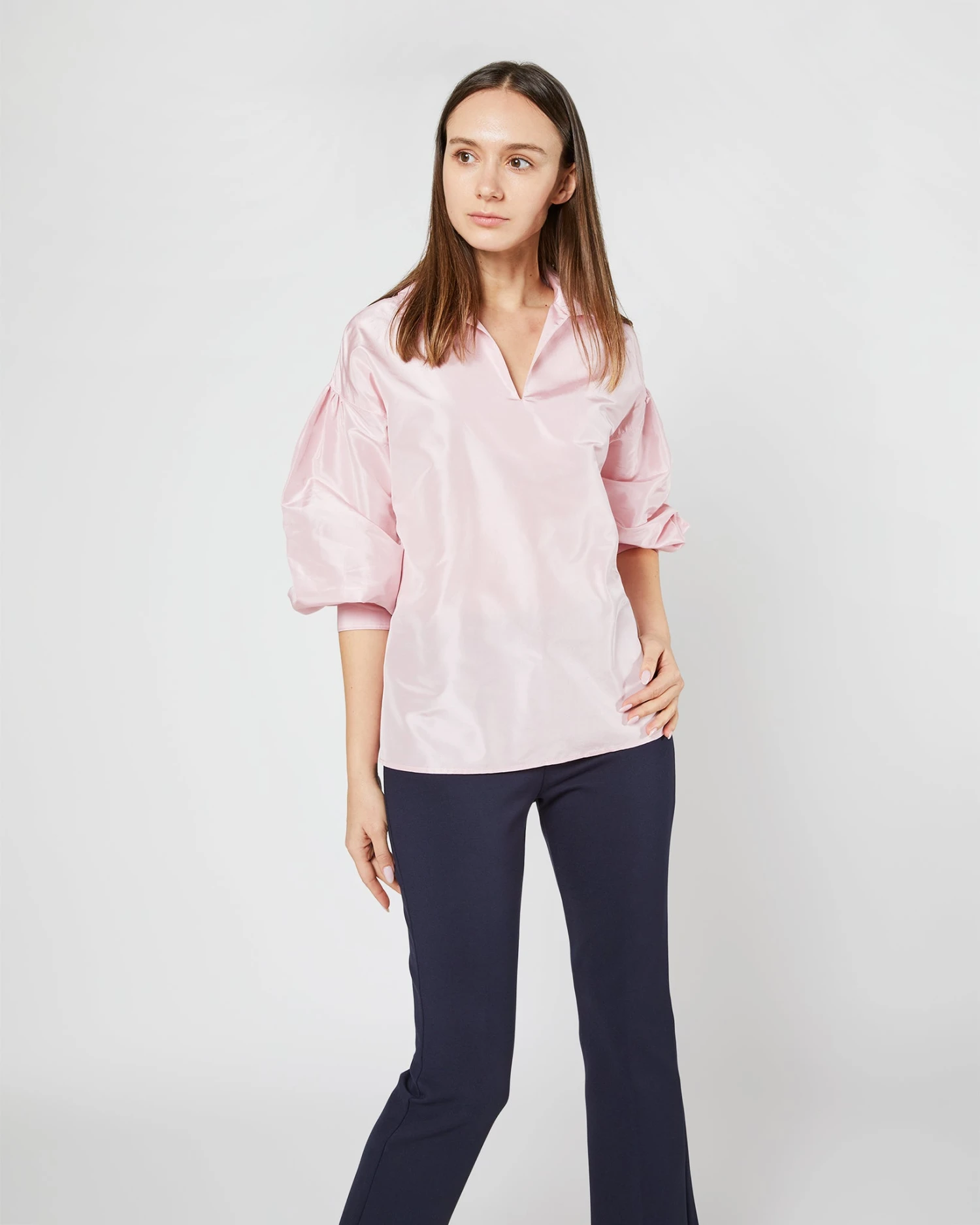 Iris Top In Light Pink Silk Taffeta - Image 5
