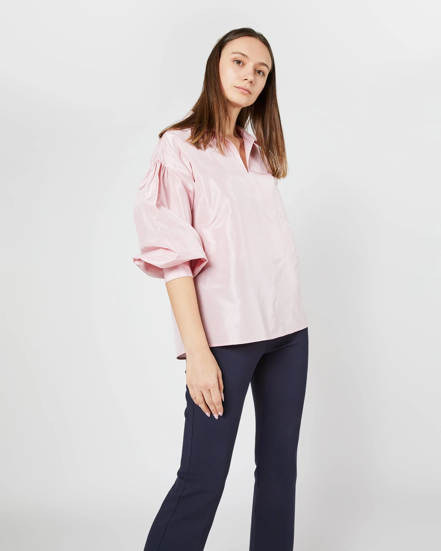 Iris Top In Light Pink Silk Taffeta - Image 2