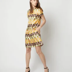 Mini Swing Dress In Mezzaluna Chocolate Twill Silk