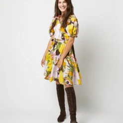 Biscotto Dress In Big Flower Rose