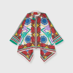 Foulard Shirt In Taormina Placée Ivory Twill Silk