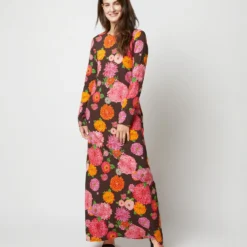 Long Sleeve Swing Dress In Chocolate Gin Sablé