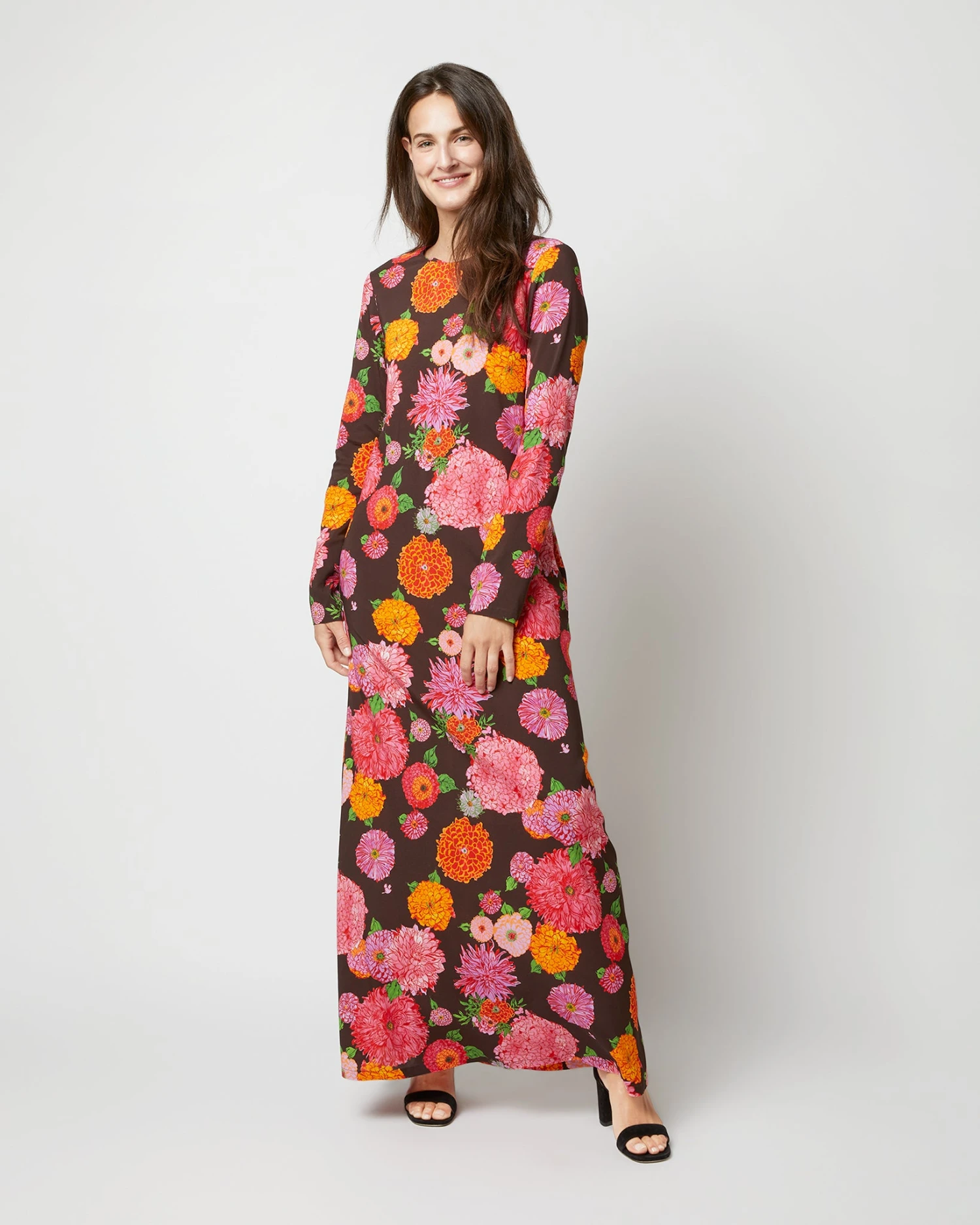 Long Sleeve Swing Dress In Chocolate Gin Sablé