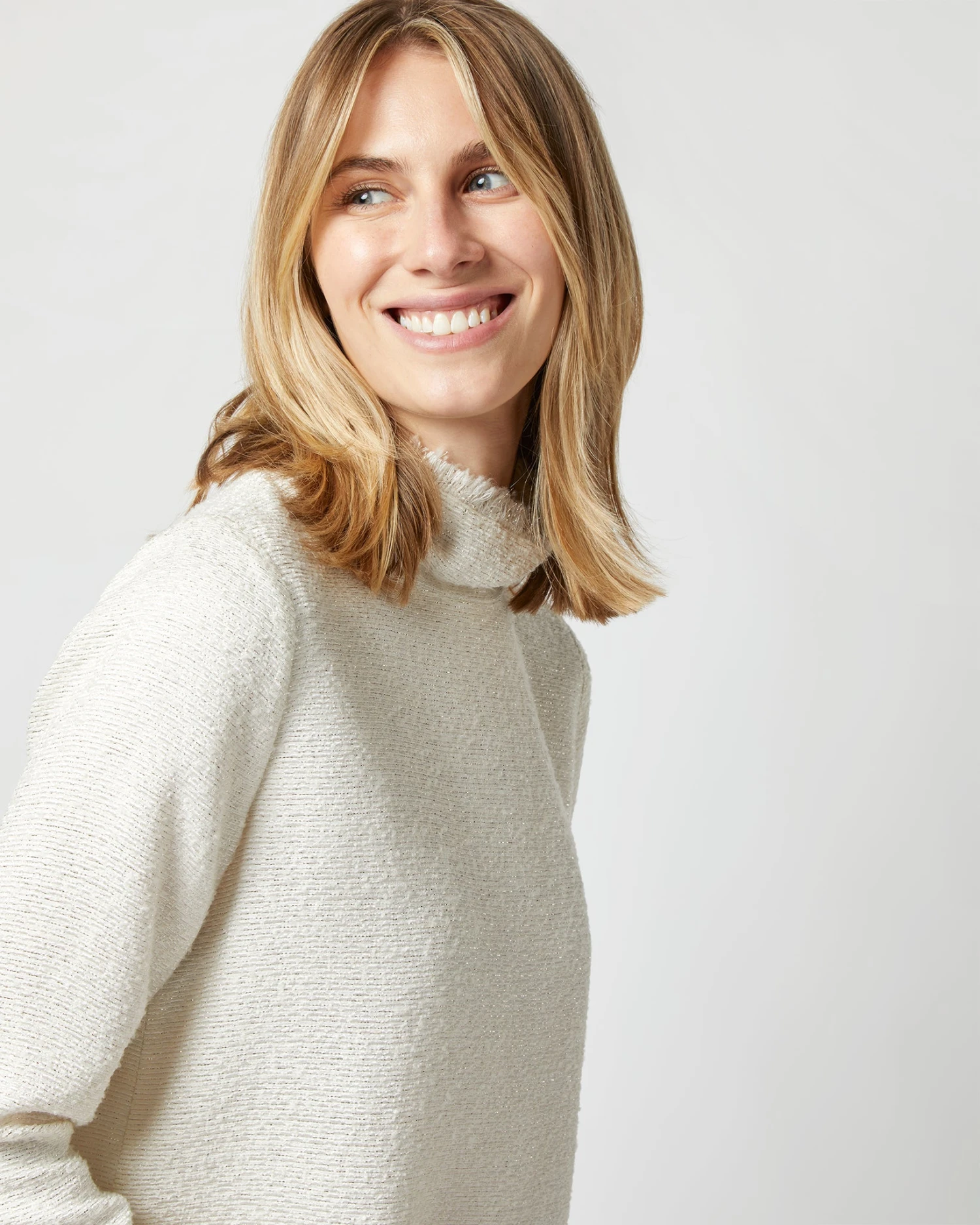 Ana Fringe Top In Ivory Sparkle Tweed - Image 2