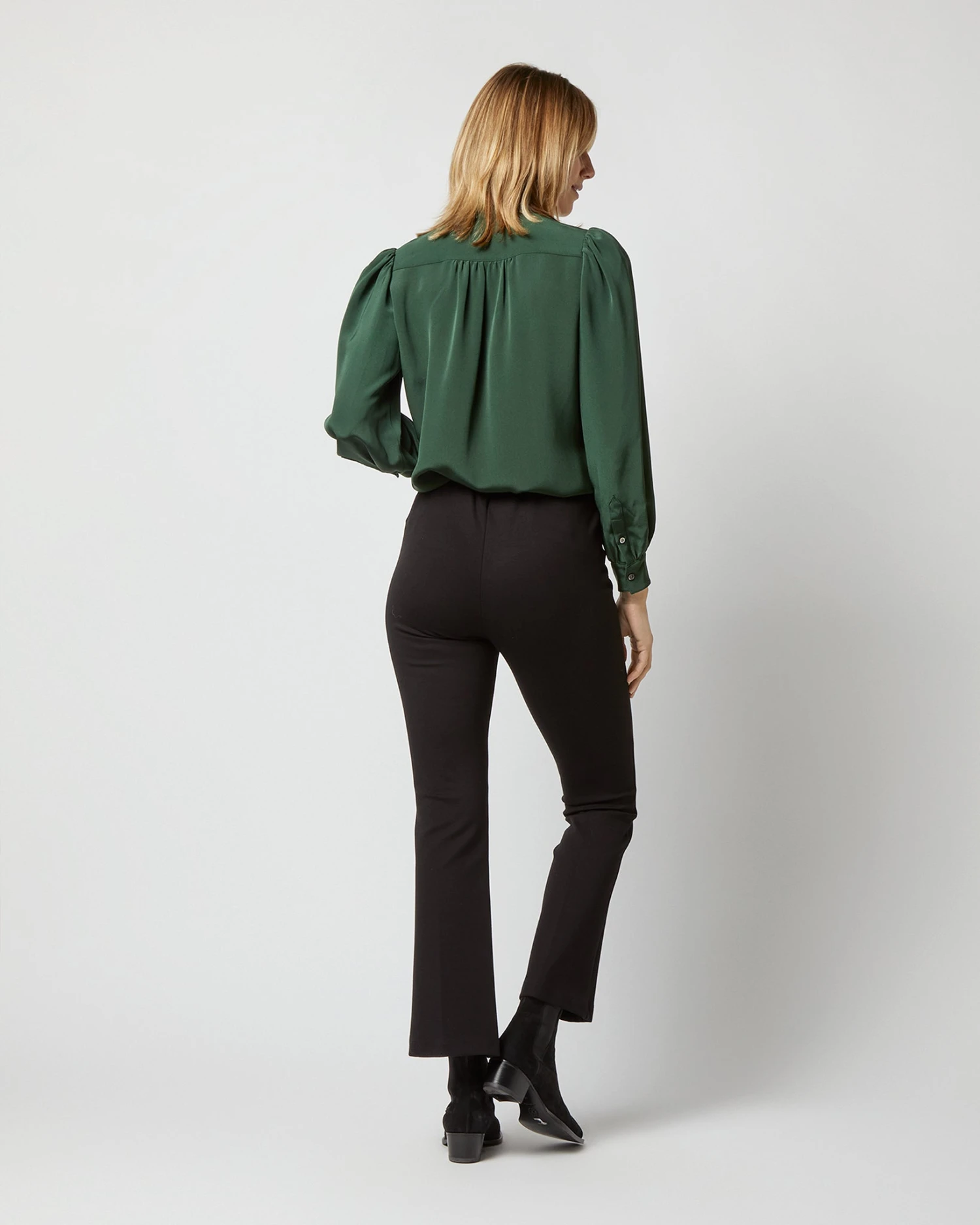 Helene Tie-Neck Blouse In Hunter Silk Crepe De Chine - Image 5
