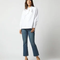 Poinsettia Top In White Poplin