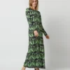 Long Sleeve Swing Dress In Papyrus Green Sablé