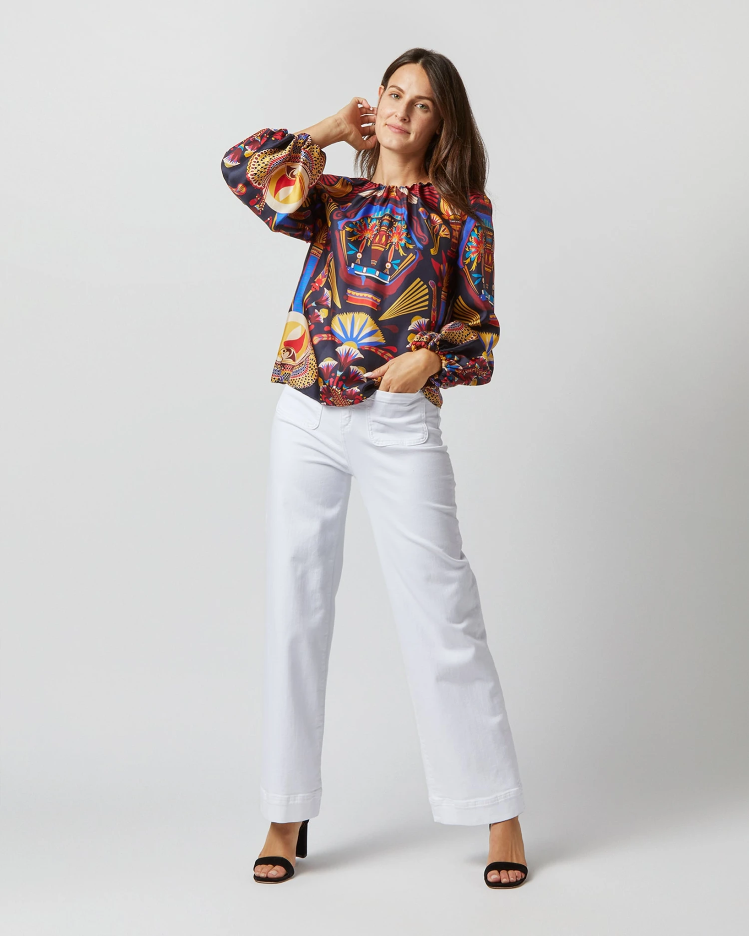 Charming Top In Nephthys Navy Silk Twill